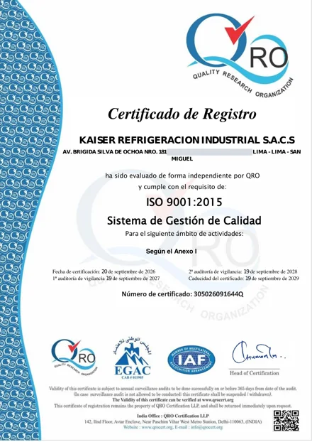 Certificado ISO 9001:2015