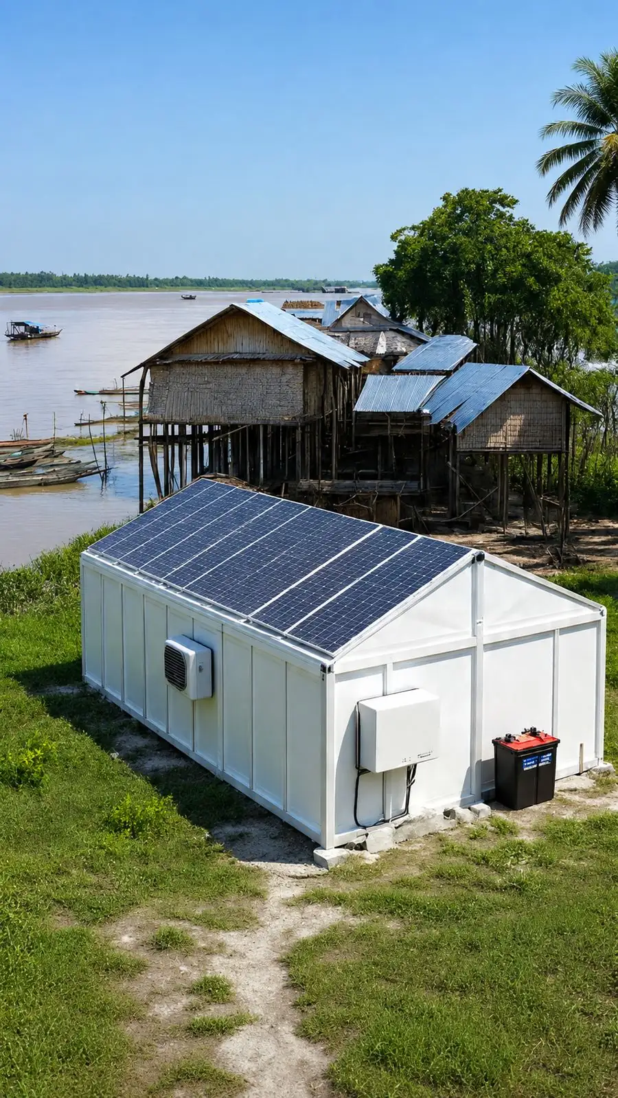 Cuarto fr&iacute;o con su propio campo solar en el techo